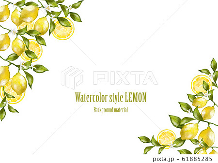 レモン 水彩 フレーム 植物 果実 実 フルーツ 飾り枠 フレーム