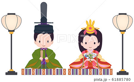 可愛い雛人形　ぼんぼり　緑 61885780