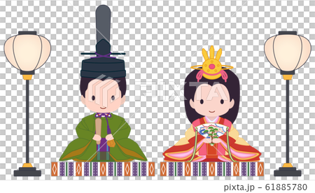 可愛い雛人形　ぼんぼり　緑 61885780