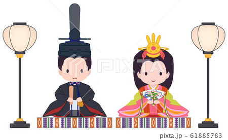 可愛い雛人形　ぼんぼり　黒 61885783