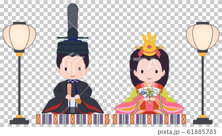 可愛い雛人形　ぼんぼり　黒 61885783