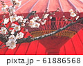 和傘と梅の花 61886568