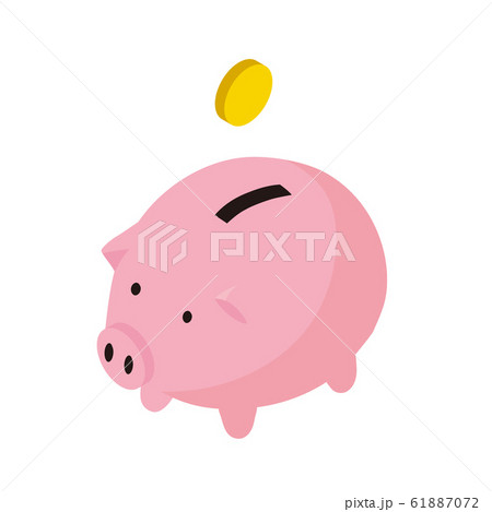 ブタの貯金箱　アイソメトリックイラスト 61887072