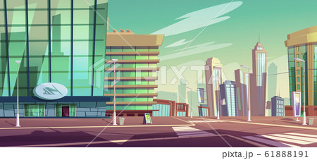 City street with crossroad and skyscrapers City street with crossroad and skyscrapers 61888191