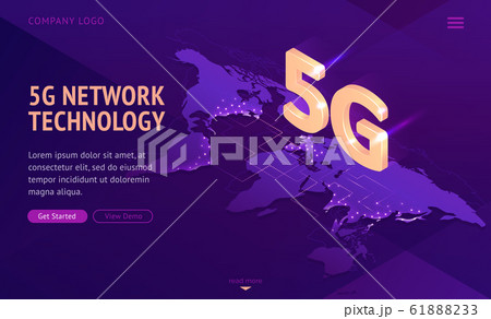 5g network technology isometric landing page. 5g network technology isometric landing page. 61888233
