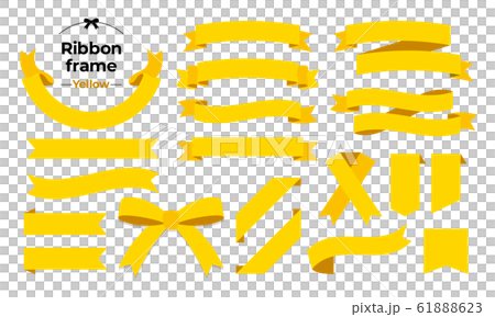 リボン フレーム 黄のイラスト素材