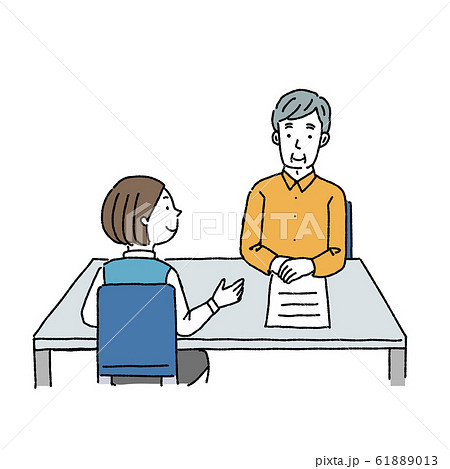 打ち合わせ　高齢男性　シニア　イラスト　ベクター 61889013