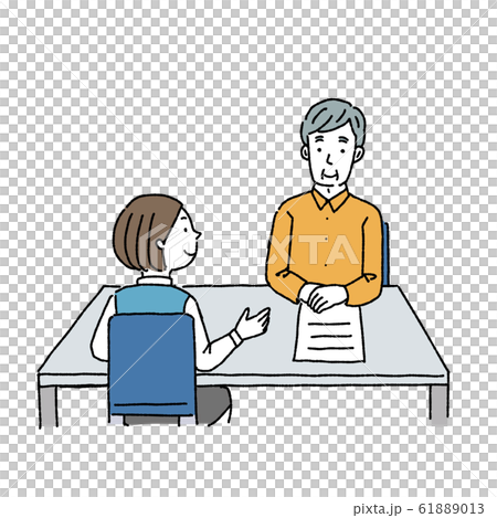打ち合わせ　高齢男性　シニア　イラスト　ベクター 61889013