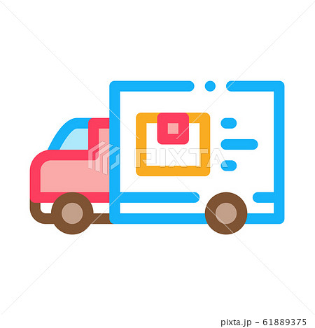 Courier Truck Icon Vector Outline Illustration 61889375
