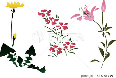 浮世絵 花 植物 その1のイラスト素材