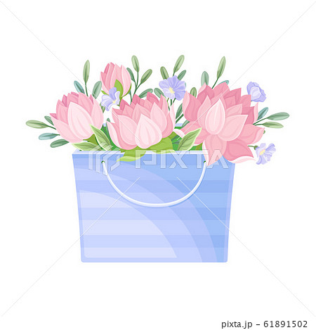 Floral Arrangement with Lotus in Box Vector Illustration 61891502