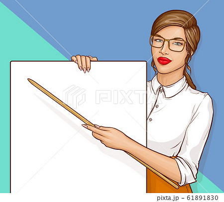 Sexy business woman or teacher with brown hair 61891830