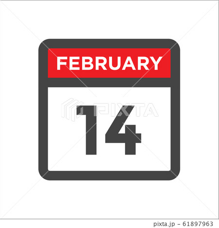 February 14 calendar icon with day of month February 14 calendar icon with day of month 61897963