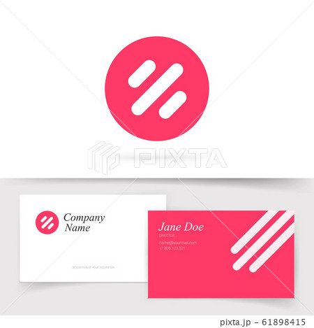 Round abstract logotype with lines or red logo template design vector symbol with business card template, simple modern trendy technology brand sign isolated on white clipart 61898415