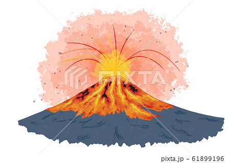 新着 かわいい 火山 噴火 イラスト