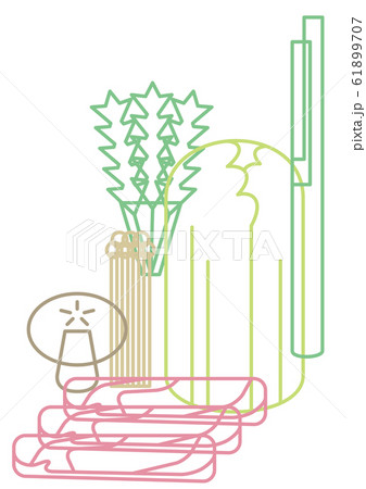 鍋 食材 セット 線画 鍋 食材 セット 線画 61899707