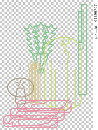 鍋 食材 セット 線画 鍋 食材 セット 線画 61899707
