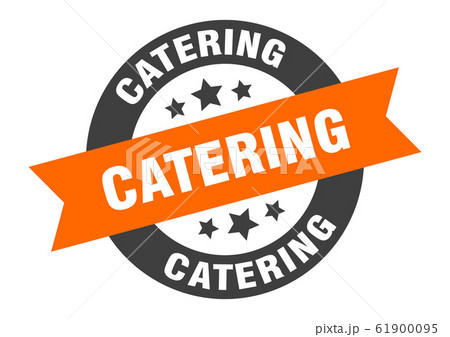 catering sign. catering round ribbon sticker. 61900095