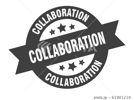 collaboration sign. collaboration round ribbon 61901219