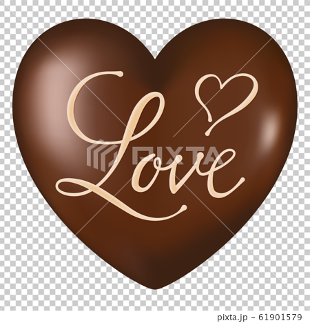 ハートチョコにチョコペンでメッセージ Love バレンタインのイラスト素材