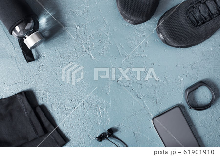 Background with running sports accessories 61901910