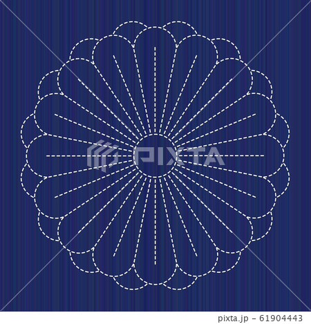 Japanese Embroidery. Chrysanthemum flower. Sashiko Japanese Embroidery. Chrysanthemum flower. Sashiko 61904443