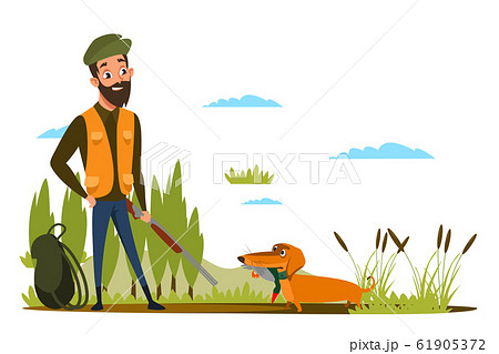 Duck hunting hobby flat vector illustration Duck hunting hobby flat vector illustration 61905372