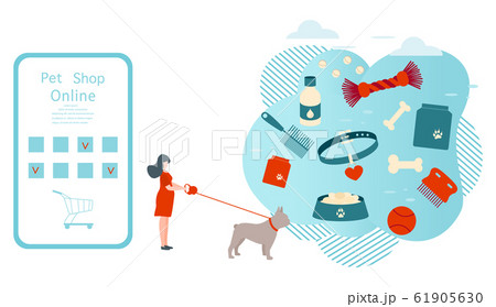 Vector Online Pet Shop People dog care Purchases 61905630