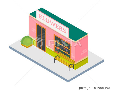 Flower shop building isometric 3d illustration 61906498