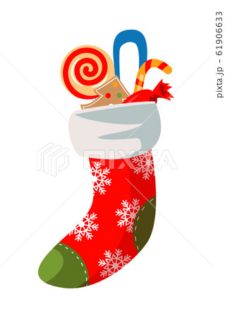 Stocking with sweets flat vector illustrations Stocking with sweets flat vector illustrations 61906633
