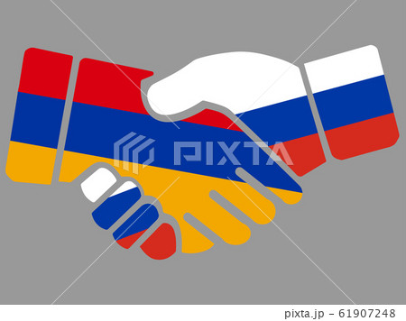 Russia and Armenia flags Handshake vector Russia and Armenia flags Handshake vector 61907248