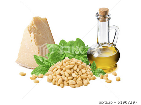Pesto sauce ingredients, green basil, chunk of Pesto sauce ingredients, green basil, chunk of 61907297