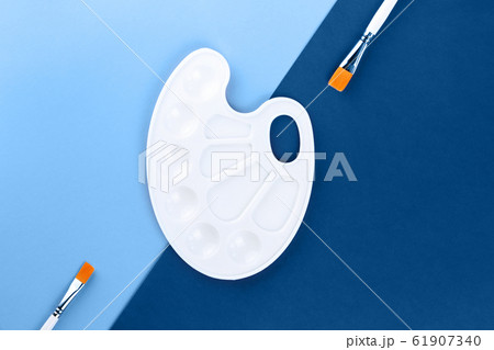 Shades of blue color and white mixing palette with Shades of blue color and white mixing palette with 61907340