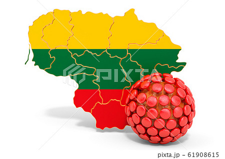 Virus in Lithuania concept, 3D rendering 61908615
