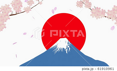 桜と日本の富士山のイラスト素材