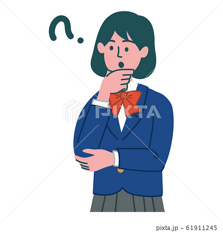 学生　女の子　ブレザー　考えている 61911245