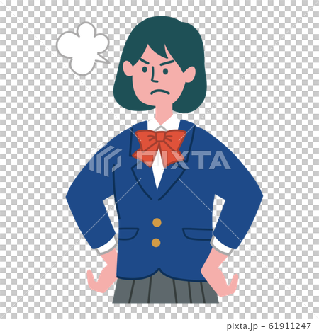 学生　女の子　ブレザー　怒っている 61911247