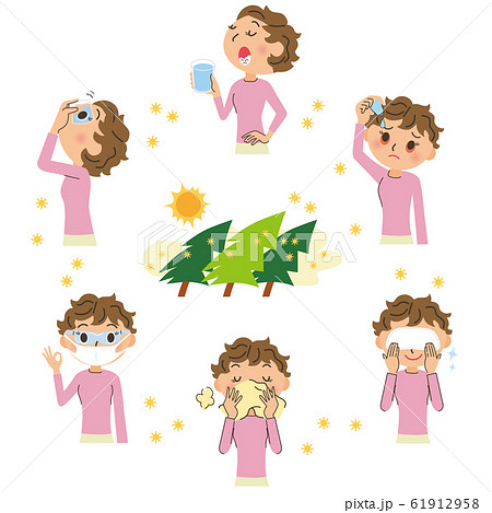 花粉　予防　対策　すぎ花粉　女性 61912958