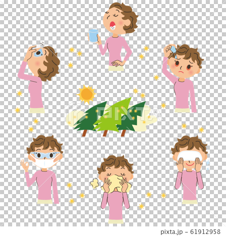 花粉　予防　対策　すぎ花粉　女性 61912958