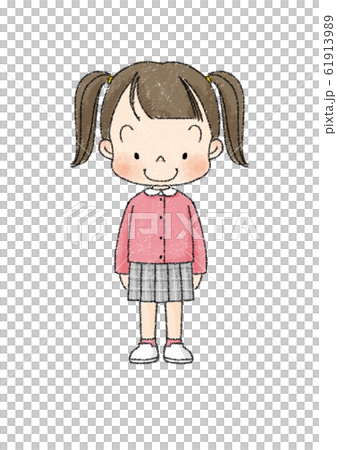 Girl whole body front upright (black line) Girl whole body front upright (black line) 61913989