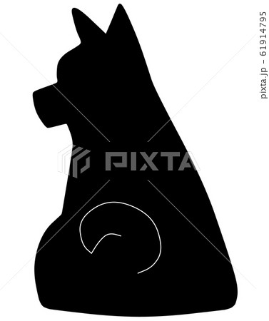 ふりかえり犬シルエット（黒色） 61914795