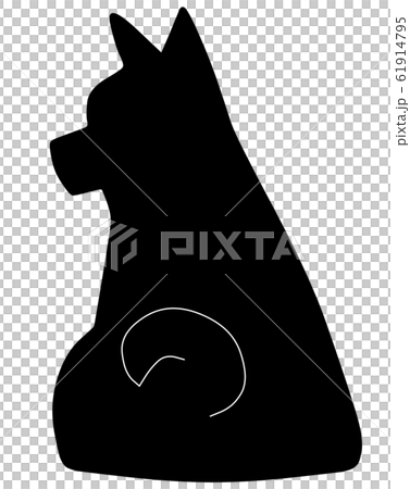 ふりかえり犬シルエット（黒色） 61914795