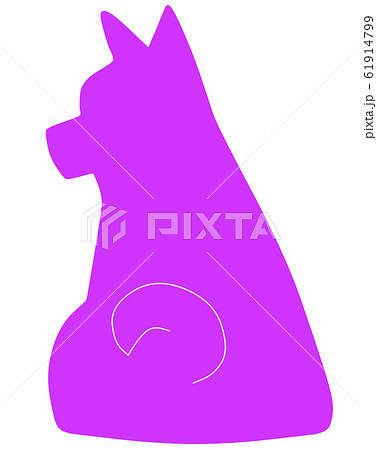 ふりかえり犬シルエット 紫色 のイラスト素材