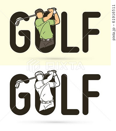 Font Golf with Golf player action cartoon sport graphic vector. Font Golf with Golf player action cartoon sport graphic vector. 61916511