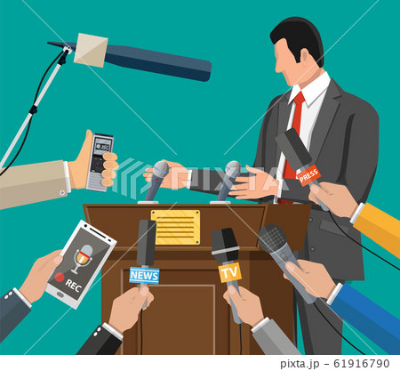 Press conference concept, news, media, journalism. 61916790