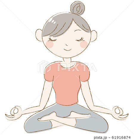 ヨガ 女性 瞑想 ポーズのイラスト素材