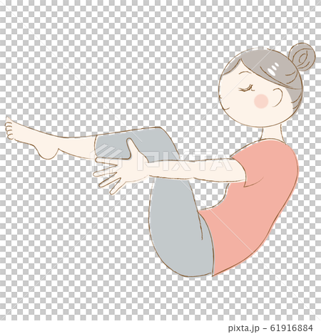 Woman doing yoga boat pose Woman doing yoga boat pose 61916884