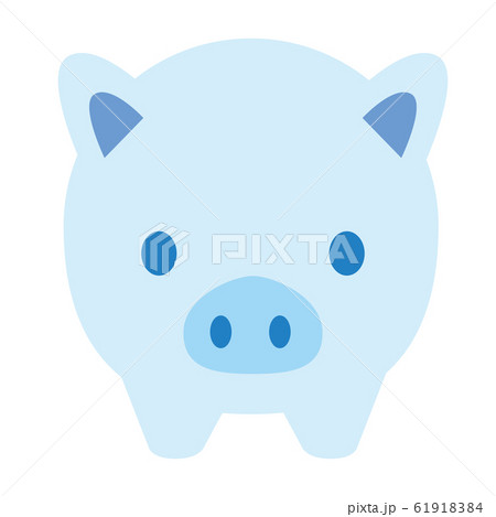 かわいいブタ 豚 の貯金箱の正面イラスト 1色主線なし 貯金 節約のイメージ ベクターデータのイラスト素材