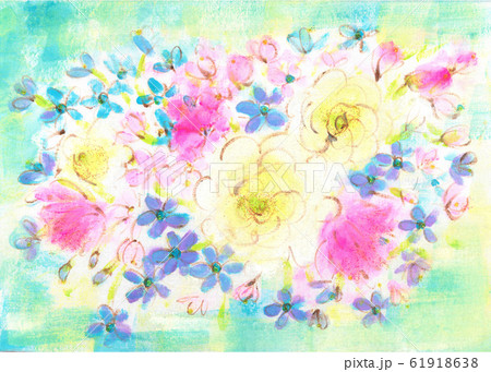 白のラナンキュラスとブルースターの花束のイラスト素材 白のラナンキュラスとブルースターの花束のイラスト素材