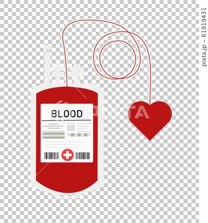 ハートに繋がった輸血パックのイラスト素材